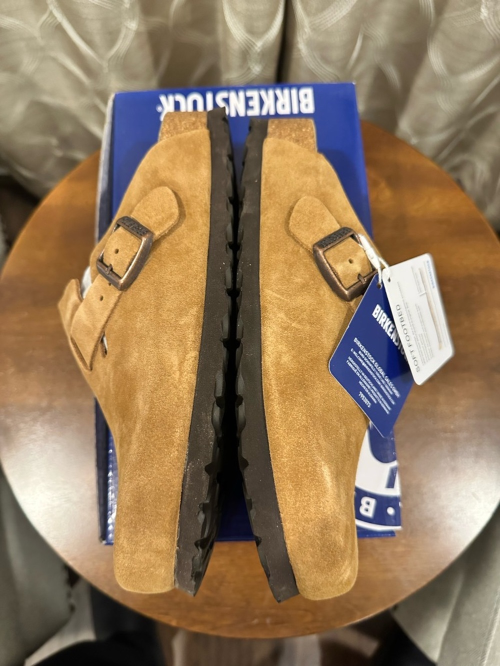 BIRKENSTOCK Boston Mink Tan Suede Leather Clogs - Picture 11 of 15